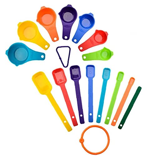 計量スプーン・カップセット 大さじ 小さじ プラスチック製 メジャースプーン 調味料スプーン カラフル キッチン用品 15本セット