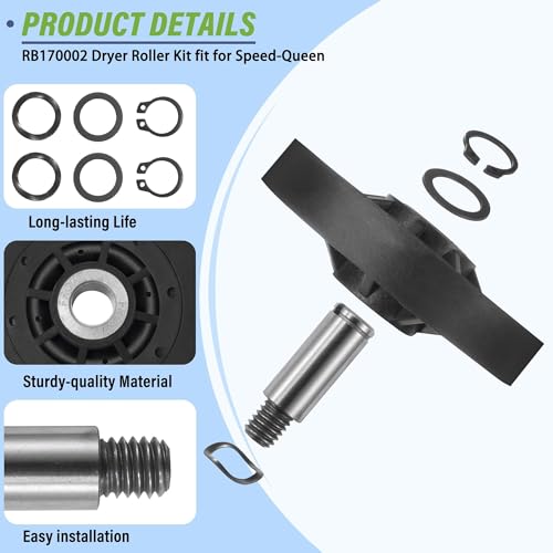 RB170002 ADE30RGS171TW01 3447593 Dryer Roller Kit Fit for Speed-Queen All-iance Dryers ADE32FSS431AN01 ADE3SRGS177TW01,Replace AP5186795 PS12220620 3447593 AP5186795 PS12220620 EAP122206200