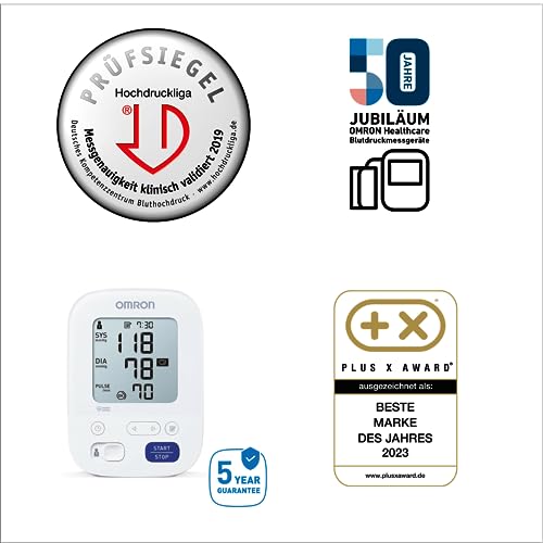 OMRON X3 Comfort - Automatisches Oberarm-Blutdruckmessgerät | Gut' Stiftung Warentest 09/20,...