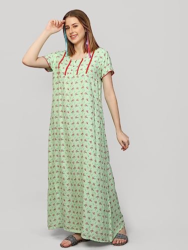 Image of Evolove Women's Viscose Liva Long Maxi Night Gown Nighty Dress with Pocket, Super Soft Comfortable (LNG-Rayon)