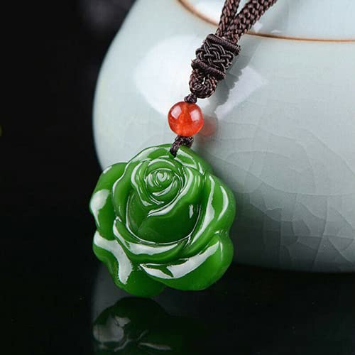 Colgante de jade natural amuleto de conexión espiritual tallado rosa 4