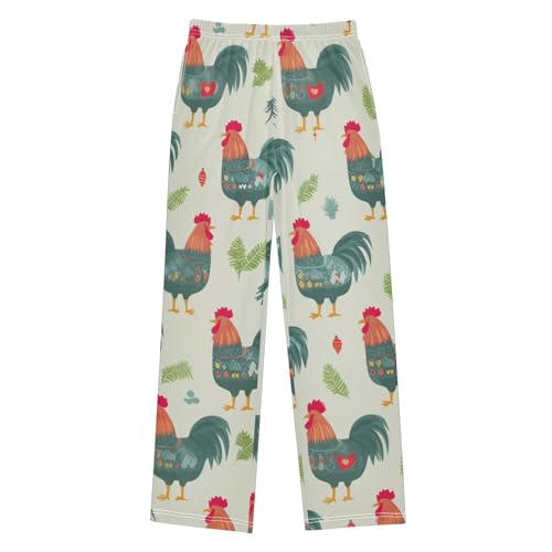 ZZXXB Cock Spruce Branches Boys Long Pants Soft Trousers Elastic Waist Kids Lounge Bottoms with Pockets S-XL