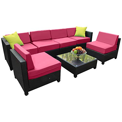 Mcombo Aluminum Patio Furniture Sectional Set Outdoor Wicker Sofa Black Rattan Chair Cozy