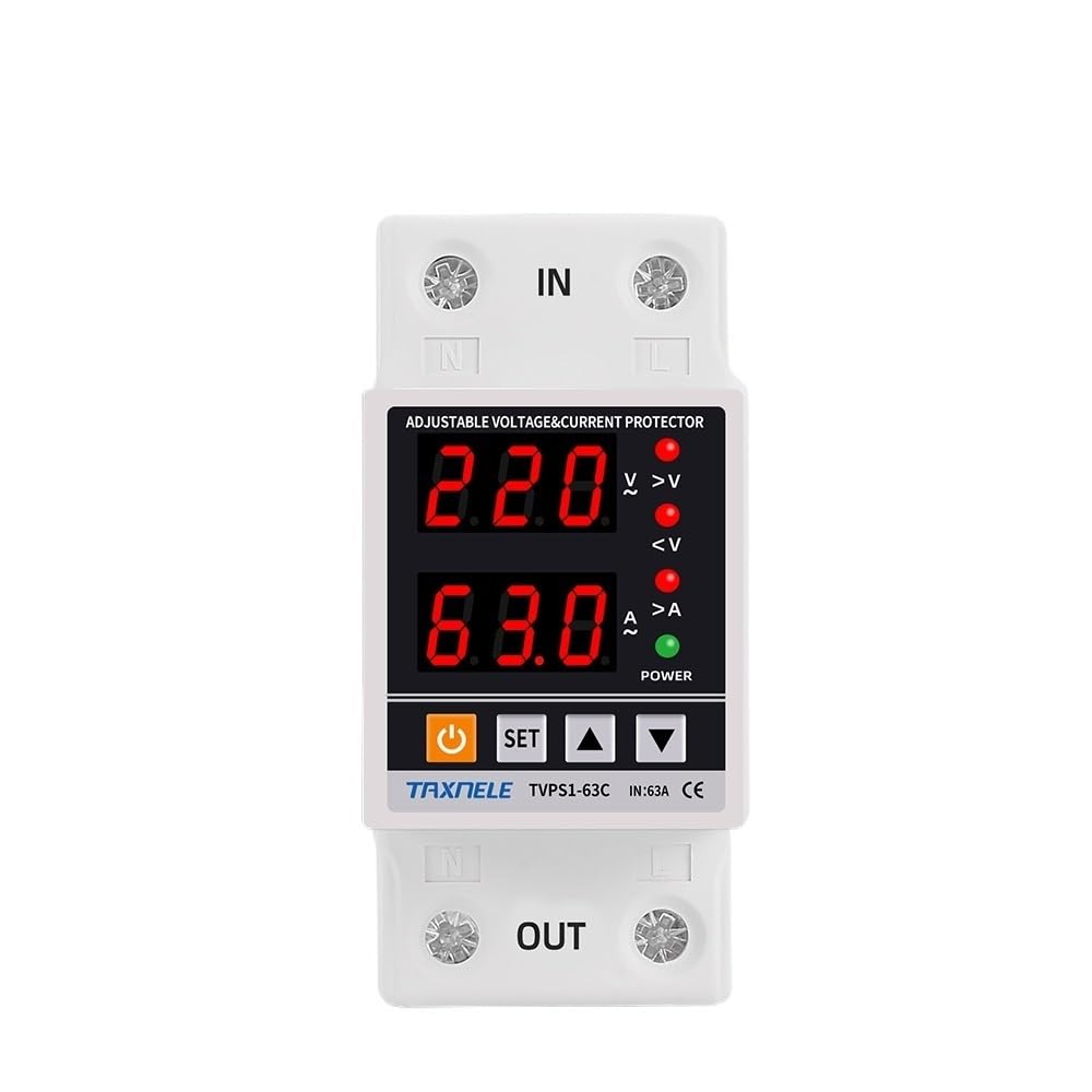 Magnetotermico 16a Pantalla Dual 40A 63A 230V relé Digital ajustable sobre bajo voltaje Protector contra sobretensiones límite protección contra sobrecorriente Magnetotermico (Size : 110V 63A)