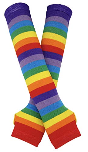 Punk Gothic Rock Lange Armwärmer Fingerlose Handschuhe, regenbogenfarben, One size