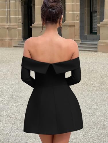 XXTAXN Women's Formal Sexy Off The Shoulder Long Sleeve Cocktail Back Zipper Mini Dress with Pocket3