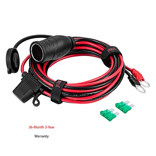 YCIND 3/8" Ring Eyelet Terminal to Female Cigarette Lighter Socket Battery Boost Cable Heavy-Duty 30A Fuse 12V/24V 12AWG Cord 10Ft - Thumbnail 5