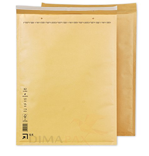 50 buste imbottite, dimensioni K10, marrone