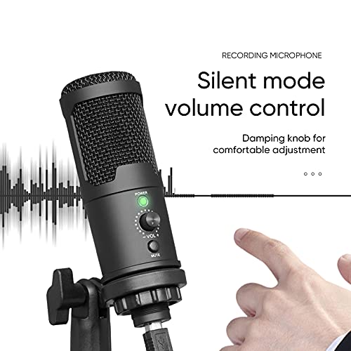 bomaite USB-Mikrofon für Computer mit Betriebsanzeige,Lautstärkeregelung,Stummschalter, Studio/Podcast/Streaming… – Bild 5