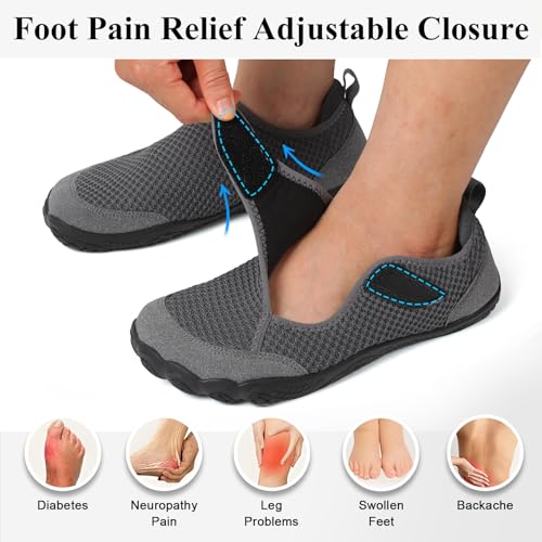 LeIsfIt Barefoot Shoes Women Men Wide Toe Hiking Shoes Breathable Walking Footwear Non-Slip Adjustable for Diabetic Edema Swollen Feet3