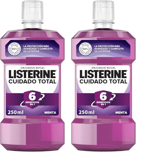 Listerine Cuidado Total (1 x 250 ml), enjuague bucal con flúor, c...