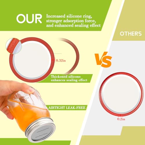 Canning Lids & Rings 48Pcs/24 Sets, Mason Jar Lids & Bands for Wide Mouth, Leak Proof Airtight, Food Grade Material