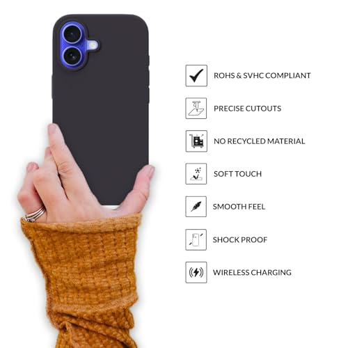 Image of SPRIG Compatible with iPhone 16 Premium SilkTone (Liquid Silicone) Back Cover Drop Tested Shock Proof Mobile Case for Men, Women, Boys and Girls with Camera Protection (Charcoal Grey)