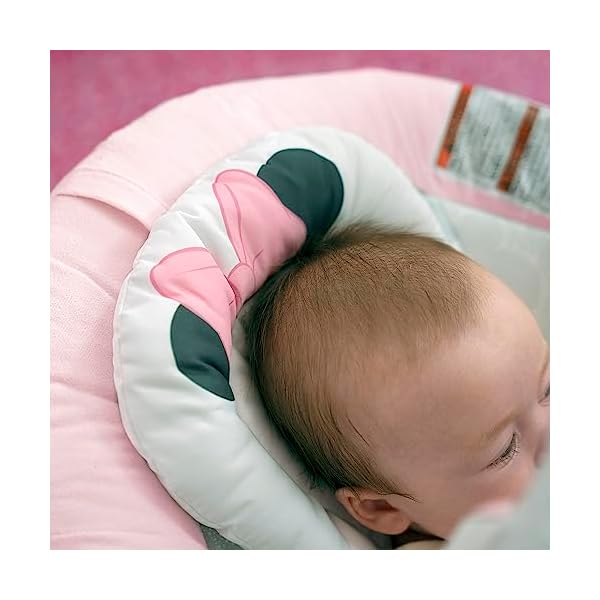 Bright Starts Minnie Maus Rosy Skies vibrierende Wippe mit Musik, Lautstärkeregler, 3 Spielzeugen, Sicherheitsgurt, rutschfesten Füßen und mehr, Minnie Mouse, 1 Stück (1er Pack) – Bild 3