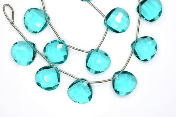 Apatite bleue perles coeurs micro-facettés LKBEADS quartz 14mm création DIY - 2