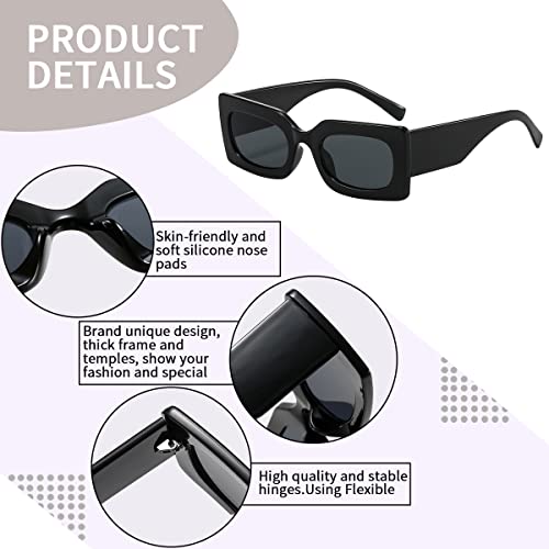 Dollger Retro Rectangle Sunglasses Women Men Sunglasses Trendy 90’s Vintage Shades Unisex Square Thick Frame Glasses UV Protection Pink4