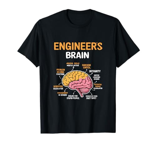 Diagrama del cerebro del ingeniero con corteza de sarcasmo y sensor de café Camiseta