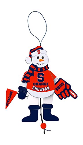NCAA Syracuse Orange Wooden Cheering Snowman Ornament