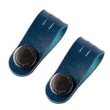 [タバラット] コードクリップ ロング ケーブル バンド 本革 日本製 コードバン イヤホン (ネイビー 2本セット)