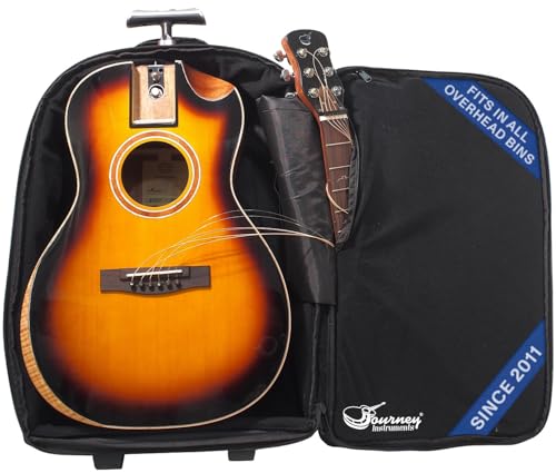 Journey Instruments Solid Sitka Travel Guitar – FP412-13BC Traveling Acoustic-Electric Collapsible Guitar – Portable Backpack Case (Sitka/Solid African Mahogany Parlor Burst)