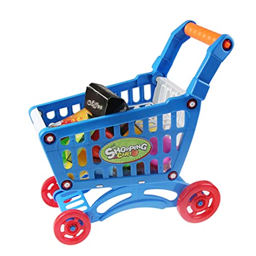 Mini Warenkorb Supermarkt Miniatur Trolley Dollhouse Decor Mit vollem Lebensmittel Lebensmittel Blaue Puppenhaus… – Bild 3