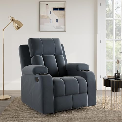 Image of Amazon Brand - Solimo Pinnacle | Single Seater Sofa Recliner | Manual Recliner (Velvet Grey)