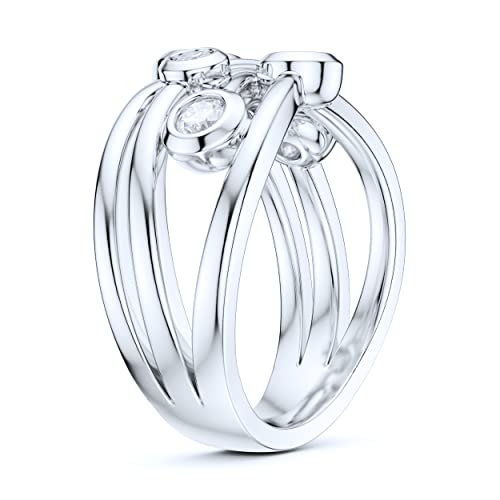 Prstani Sterling Silver Split Interlaced Shank Round Brilliant Genuine Moissanite Bubble Cocktail Ring Promise Ring Wedding Band (8) #TOP3