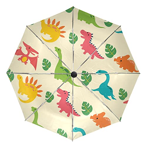 Parapluie automatique dinosaure mignon pliable et coupe-vent pour femmes