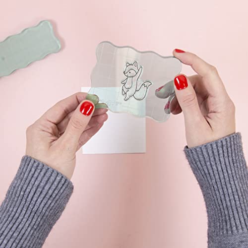 Craftelier - Ergonomic Square Acrylic Plexiglas Stamp Block for Quick and Accurate Stamp Making | Easy to Clean | Dimensions 8,9 cm x 7 cm x 1 cm - Turquoise Translucent Colour - Thumbnail 3