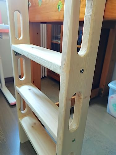 Solid Wood Bunk Bed Ladder, Non-Slip Feet Pads, Multi-Function Replacement, 59" High Straight Ladder for Bunk Beds, Durable and Safe Design, Easy to Use