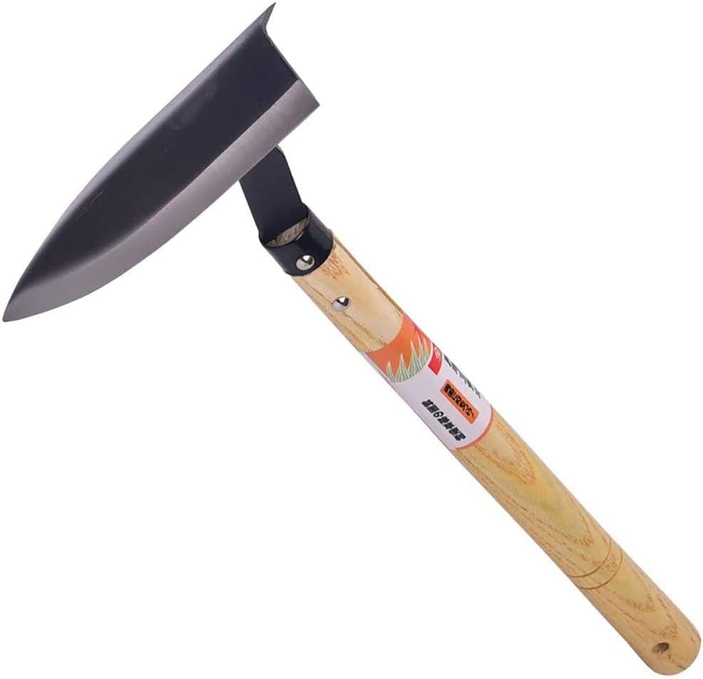 AFuexGarden Hoe Triangle Hoe Japanese Weed Pick Hand Hoe Compact and Easy to Hold Wooden Handle