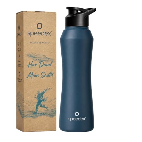 Image of Speedex Stainless Steel Water Bottle 1 Ltr, 1000 ml Metal Bottle For Daily, Office, School, Gym, Travel Use for Men, Women, Kids, Adults-Leak Proof Sipper Cap, BIS Approved, Teal Blue, Set of 1