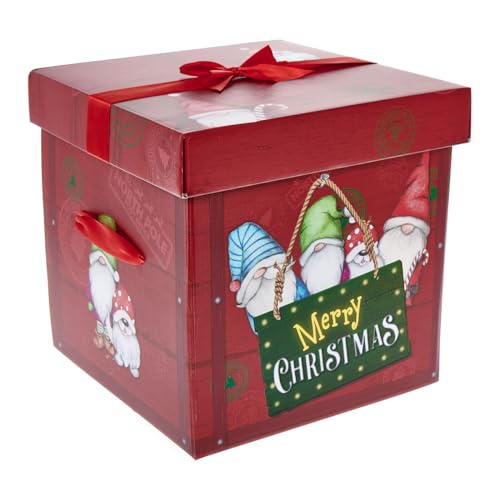 Offer Shop Christmas Keepsake Box With Lid Ideal for Christmas and New Year Gifting- Square Flat Pack Box Gift Basket 28 x 28 cm