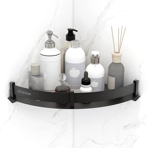 Image of Plantex Stainless Steel Corner Shelf for Bathroom Wall /Bathroom Corner Shelves /Bathroom Shelf Rack /Side Corner Shelf /Kitchen Organizer /Bathroom Corner Rack- (12x12 inches, Black)