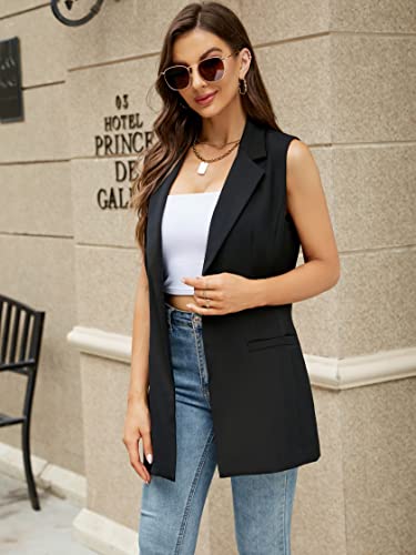 Kedera Women's Sleeveless Vest Blazer Fully Lined Spring Casual Open Front Work Office Tops Jacket Pockets3