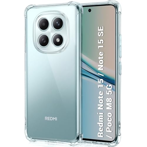 Image of TheGiftKart Crystal Clear Back Cover Case for Mi Redmi Note 15 5G / Poco M8 5G | Shockproof Soft TPU Case | Cushioned Edges for Ultimate Protection Back Cover Case (TPU, Transparent)