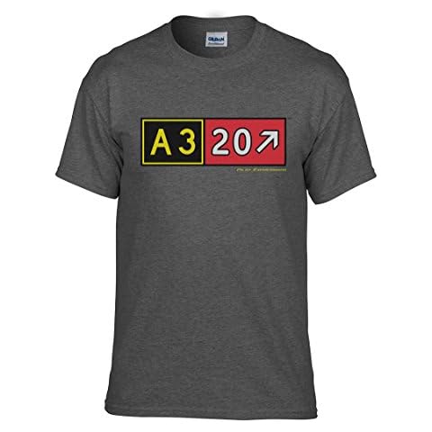 Pilot Expressions Men's Airbus A320 Taxiway Sign T-Shirt (X-Large) Dark Heather Grey Cover