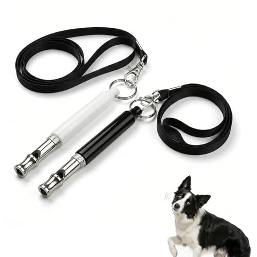 2 Piezas silbato perro, Silbato para perros de alta frecuencia silencioso   Sonido estable, frecuencia ajustable individualmente   Con cuerda para colgar   Ideal para entrenamiento de perros