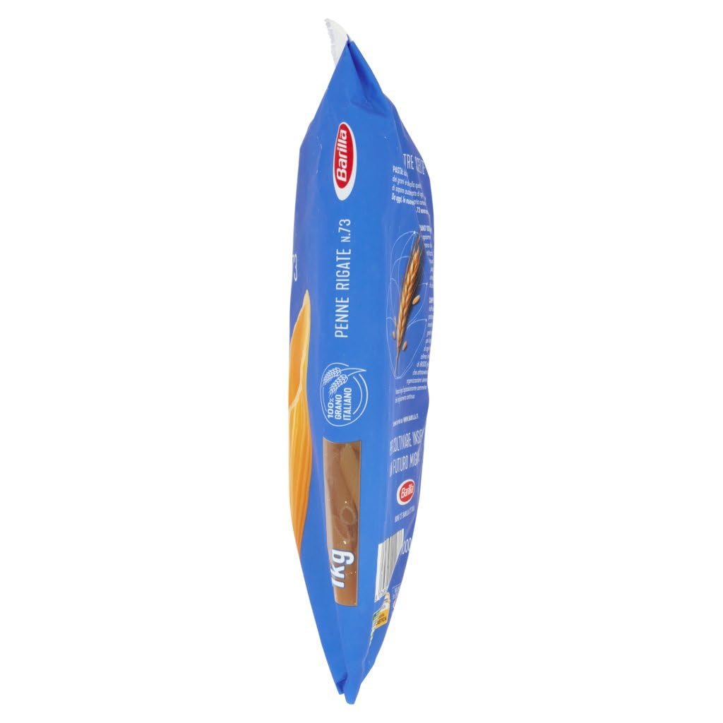 Pasta Barilla Penne rigate nº 73, 100% italiana, 1 kg + Polpa italiana Gourmet 400 g, 12 unidades