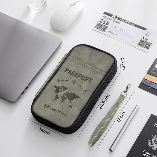Storite Unisex Leather RFID Travel Family Passport Holder Card Holder Wallet Travel Accessories Document Organizer, Passport Cover, with Removable Hand Strap and (Black- 24.5 x 14 x 2.3 cm)