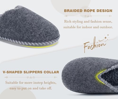 Image of KuaiLu Womens Supportive Memory Foam Slippers Felt Fuzzy Lined Heel Cushion Lightweight House Shoes for Indoor Outdoor