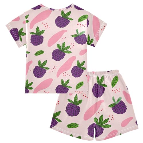 Blackberry Pink Pajama Set Short Sleeve PJS 2 Piece Summer Pajamas Shorts Sets Cotton 5Y2