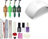 LoveCrazy 4pcs Kit De Colores 21-24 en Gel Manicura Semipermanente + TopCoat y BaseCoat UV LED Manicura Arte +Lámpara Secador 9C de Uñas UV/LED + Removedores+ Lima+otros productos (9C KIT 21-24)