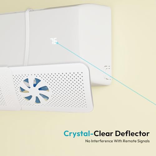 Image of Rellytech Air Conditioner Deflector - No-Drill Installation, Retractable 20.5 inch-33.9 inch, 7-Leaf Uniform Wind Distribution, 180 Adjustable, PP Material, Fits Most AC Indoor Units, Aids Fast Cooling