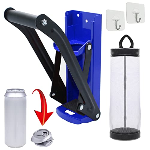 Anfu 16Oz Aluminum Can Crusher & Bottle Opener, Wall Mounted Soda Beer Pop Cans Smasher - Eco-Friendly Recycling Tool (Blue) #TOP20