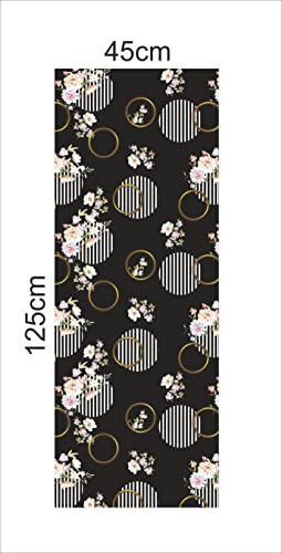 Image of CABANA HOMES Wall Stickers Botanical DIY Small Flower Wallpaper for Living Room (45 x 125 cm, 2 Rolls) (12 sq. ft) Decorative Self Adhesive Decals Home Decor Bedroom Drawing Room, Black