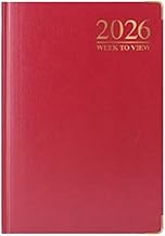 1ABOVE 2026 A5 Week-to-View Diary Premium Hardback Planner with Gilt Edges, Metal Corners & 60 GSM Paper – Elegant Weekly Organizer for Business, Office & Home (Red)