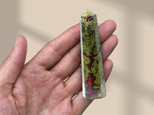 Image of Crystal Heaven Certified Dragon Bloodstone Crystal Tower Obelisk Point For Chakra, Healing And Balancing - Aaa Grade Original Certified Gemstone Agate For Reiki Meditation Yoga Spiritual (3-4 Inches)