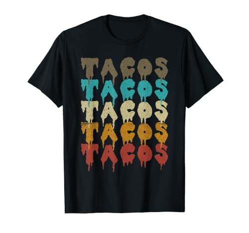 Tacos Retro Vintage Text Mexican Taco Food Lover Maglietta