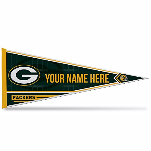 Image of Rico Industries NFL Football Green Bay Packers Personalized - Custom 12 inch x 30 inch Soft Felt Pennant - EZ to Hang